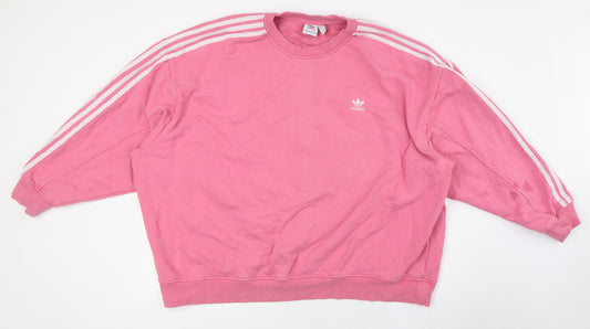 adidas Womens Pink Cotton Pullover Sweatshirt Size 18