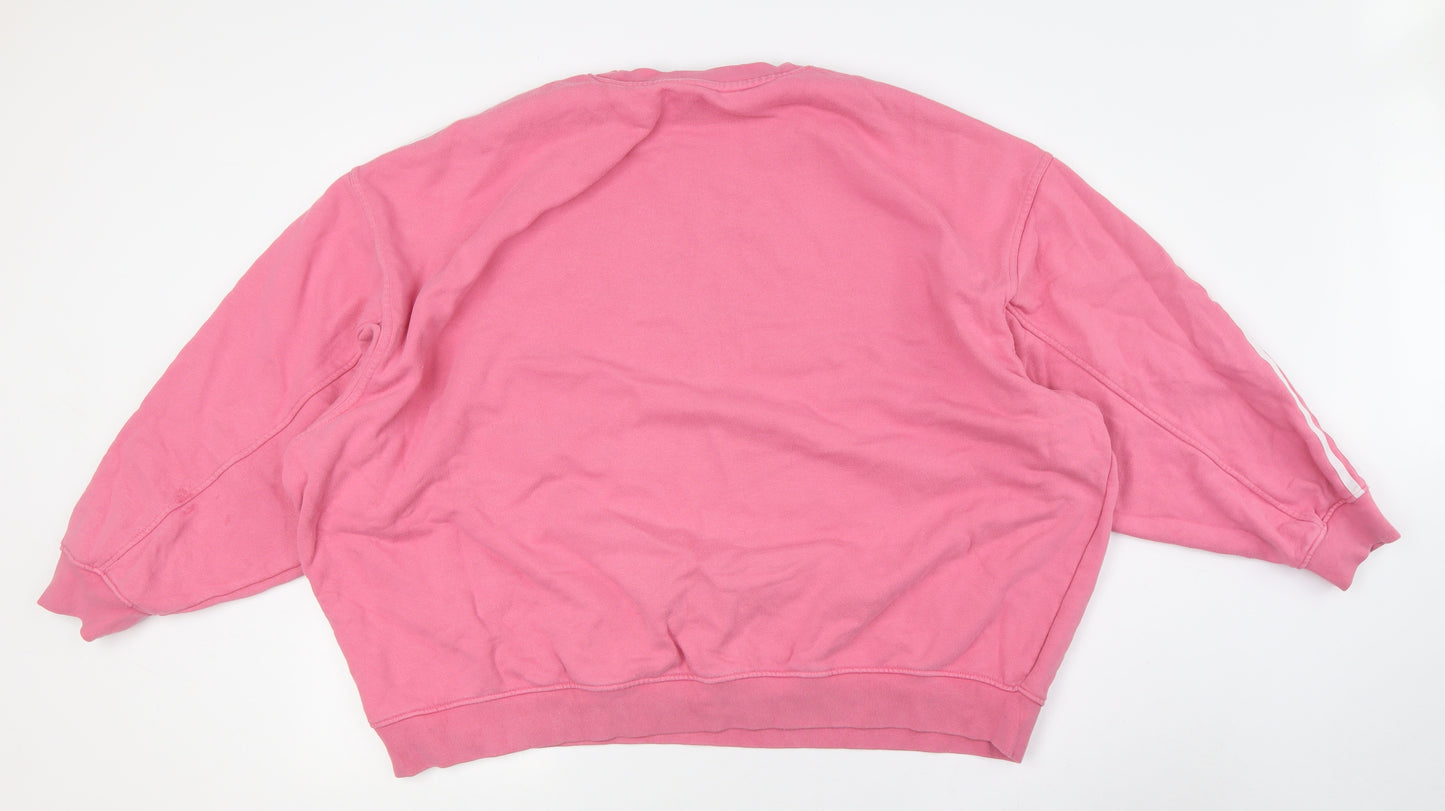 adidas Womens Pink Cotton Pullover Sweatshirt Size 18