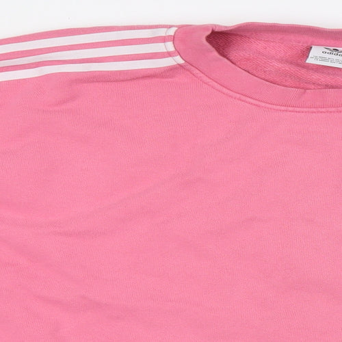 adidas Womens Pink Cotton Pullover Sweatshirt Size 18