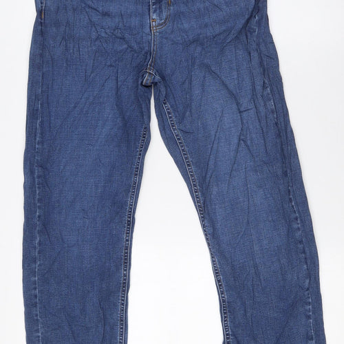 Per Una Womens Blue Cotton Straight Jeans Size 10 L27 in Regular Zip