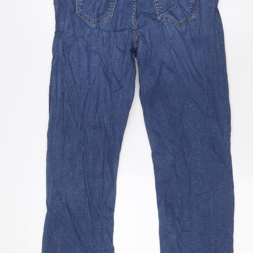 Per Una Womens Blue Cotton Straight Jeans Size 10 L27 in Regular Zip