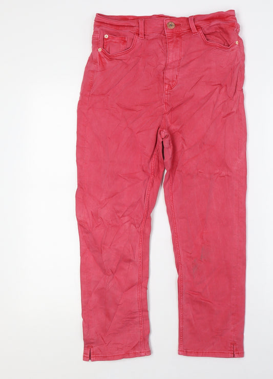 Marks and Spencer Womens Red Cotton Cropped Jeans Size 10 L23 in Regular