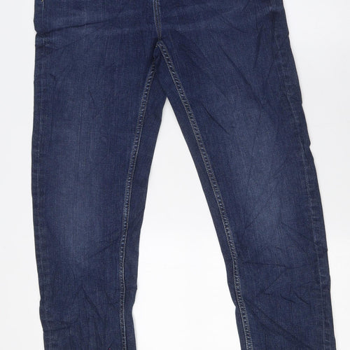 Marks and Spencer Womens Blue Cotton Straight Jeans Size 10 L32 in Slim Zip - Relaxed