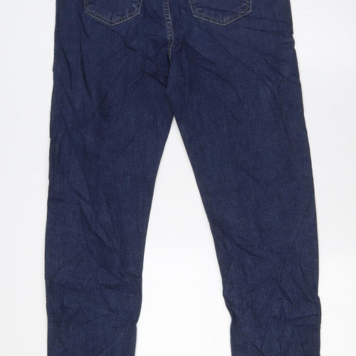 Marks and Spencer Womens Blue Cotton Straight Jeans Size 10 L32 in Slim Zip - Relaxed