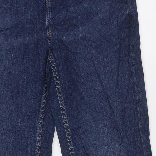 Marks and Spencer Womens Blue Cotton Straight Jeans Size 10 L32 in Slim Zip - Relaxed