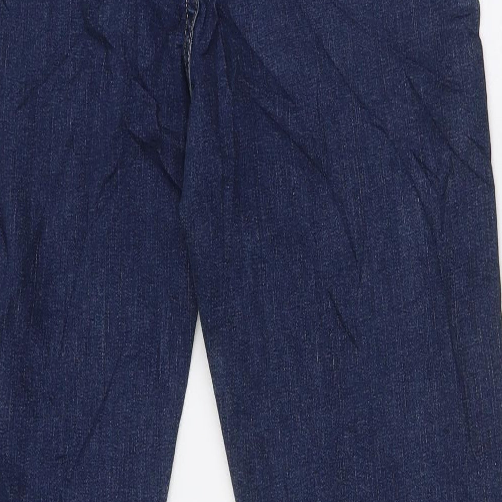 Marks and Spencer Womens Blue Cotton Straight Jeans Size 10 L32 in Slim Zip - Relaxed