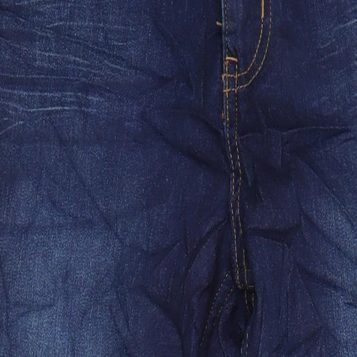 M&S Womens Blue Cotton Straight Jeans Size 10 L30 in Regular Button