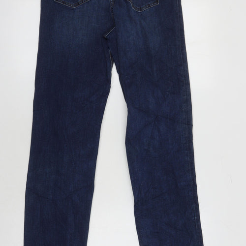 M&S Womens Blue Cotton Straight Jeans Size 10 L30 in Regular