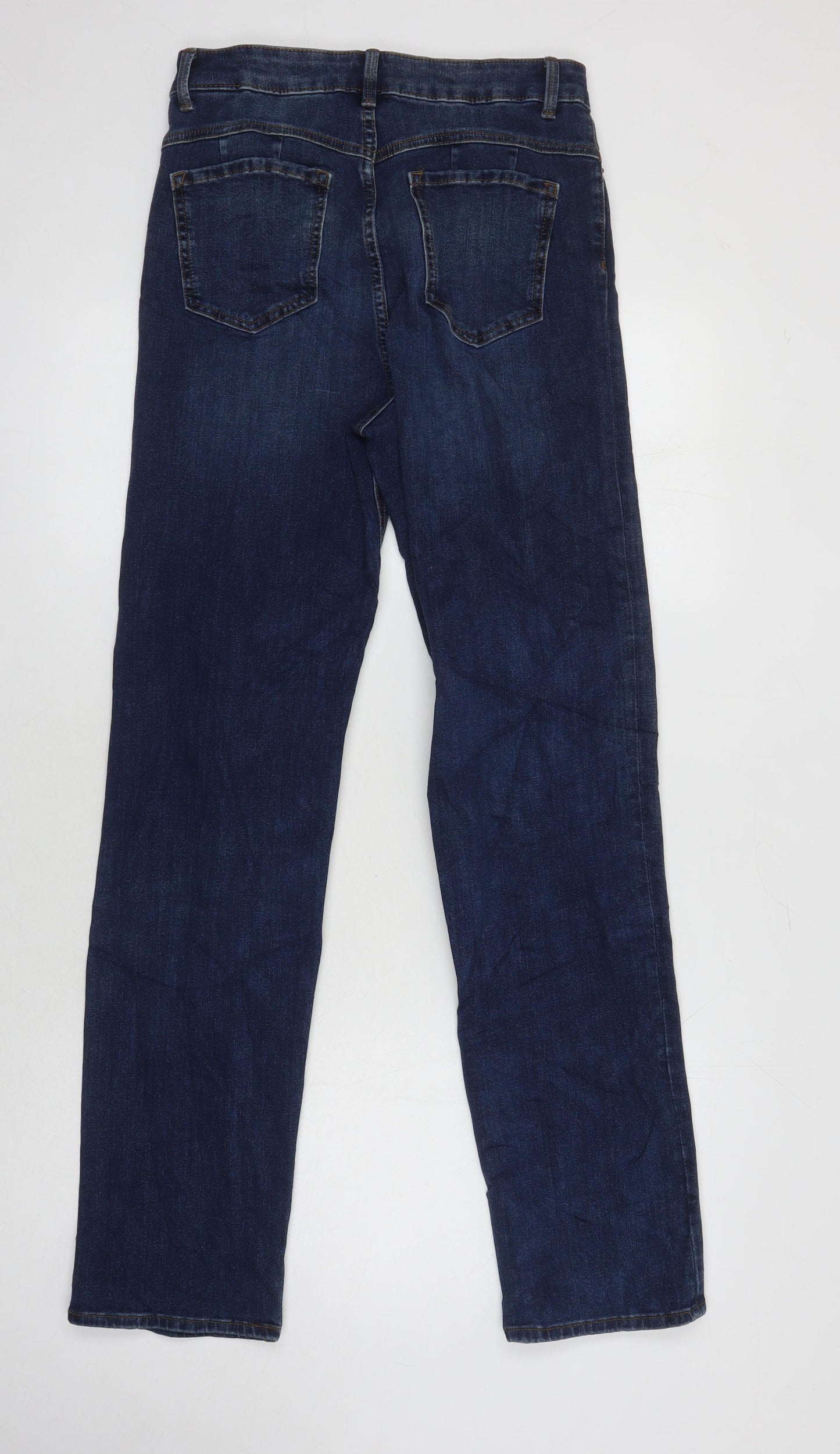 M&S Womens Blue Cotton Straight Jeans Size 10 L30 in Regular