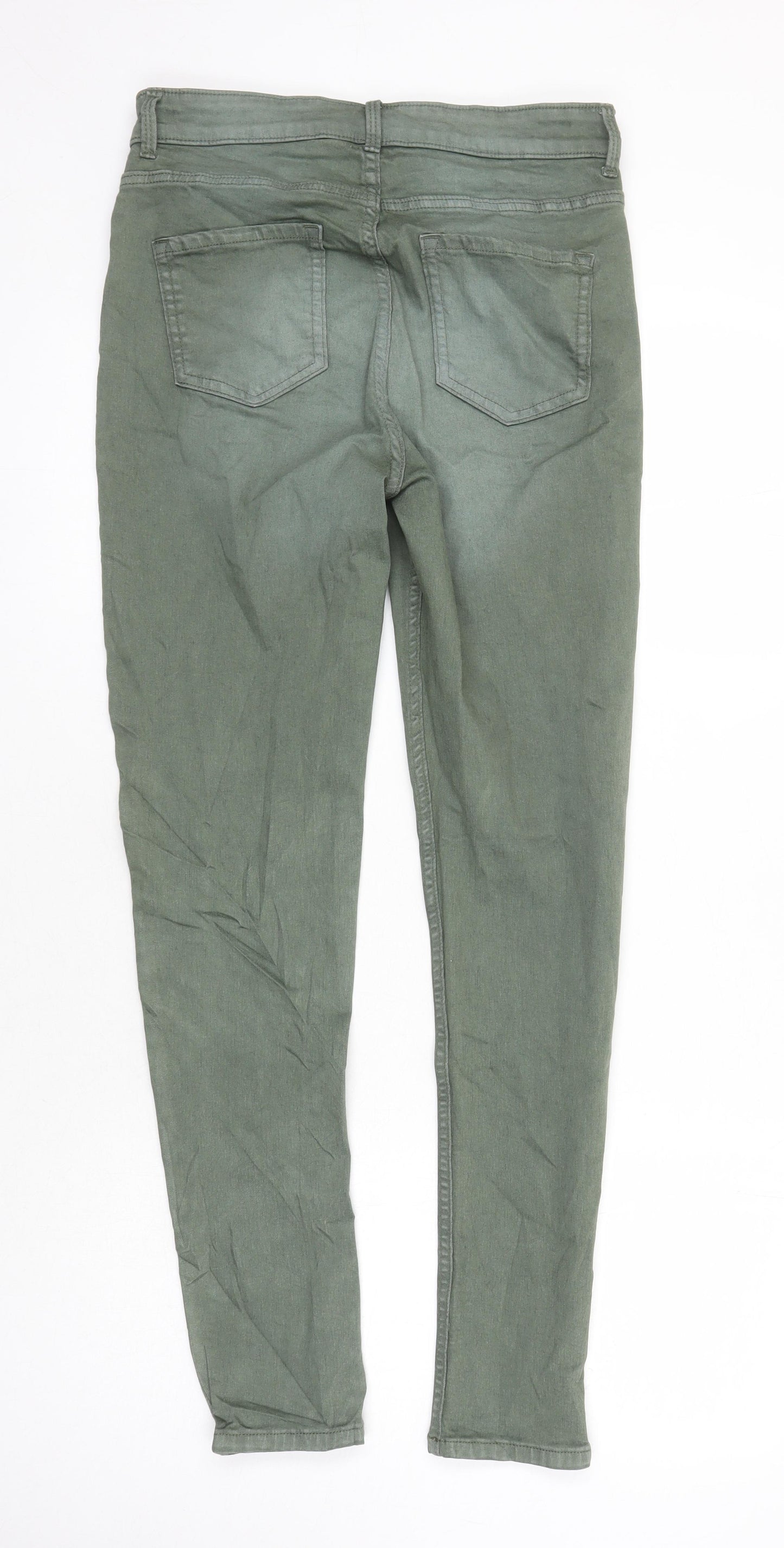 M&S Womens Green Cotton Skinny Jeans Size 10 L28.5 in Regular