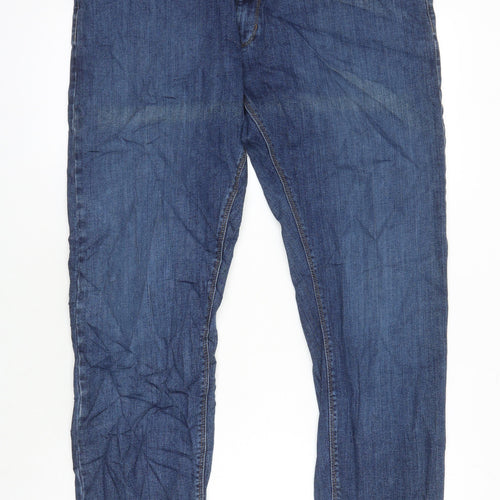 M&S Mens Blue Cotton Tapered Jeans Size 40 in L29 in Regular