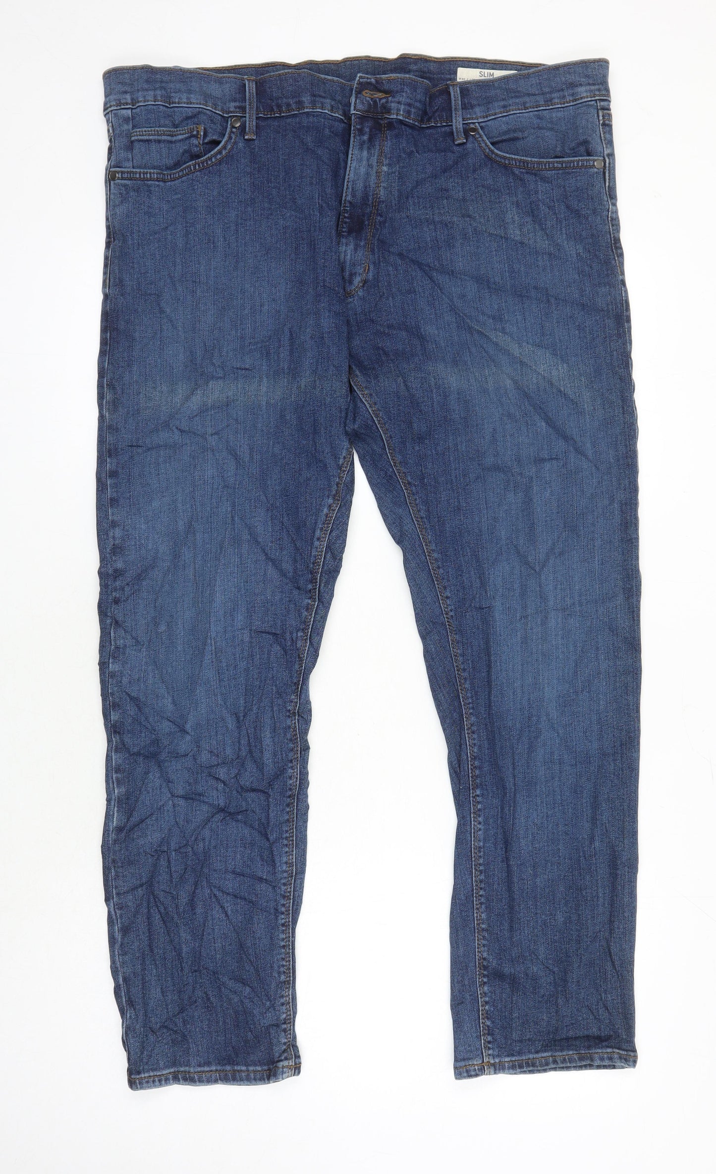 M&S Mens Blue Cotton Tapered Jeans Size 40 in L29 in Regular