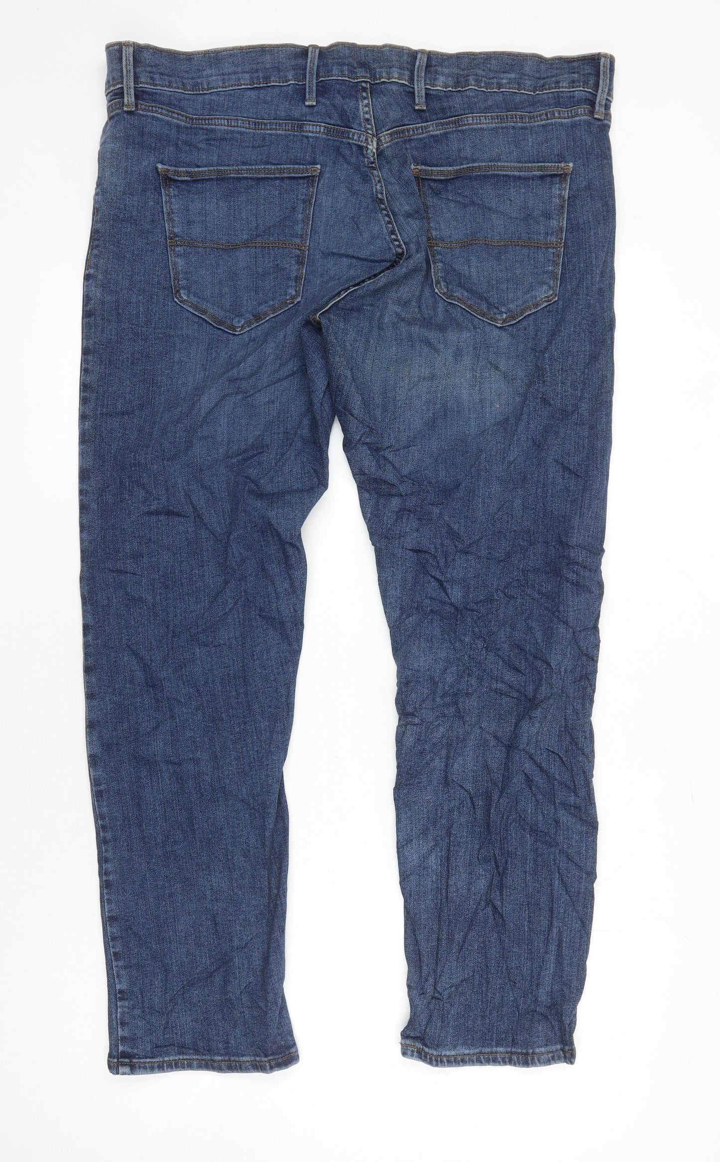 M&S Mens Blue Cotton Tapered Jeans Size 40 in L29 in Regular