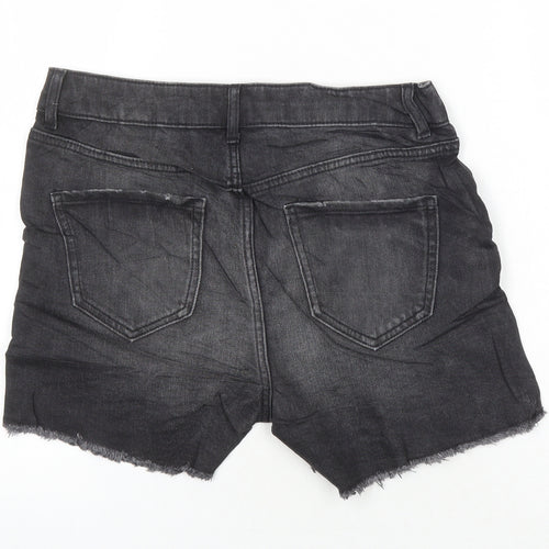 M&S Womens Black Cotton Boyfriend Shorts Size 6 Regular