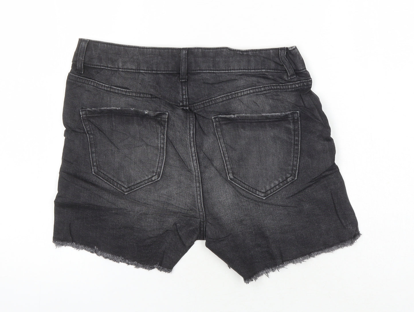 M&S Womens Black Cotton Boyfriend Shorts Size 6 Regular