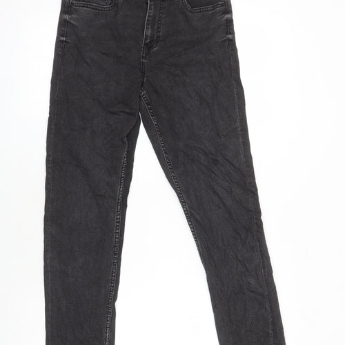 M&S Womens Black Cotton Straight Jeans Size 10 L27 in Regular