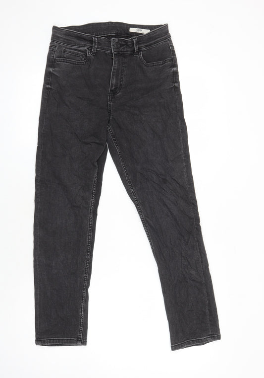 M&S Womens Black Cotton Straight Jeans Size 10 L27 in Regular