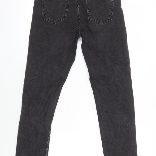 M&S Womens Black Cotton Straight Jeans Size 10 L27 in Regular