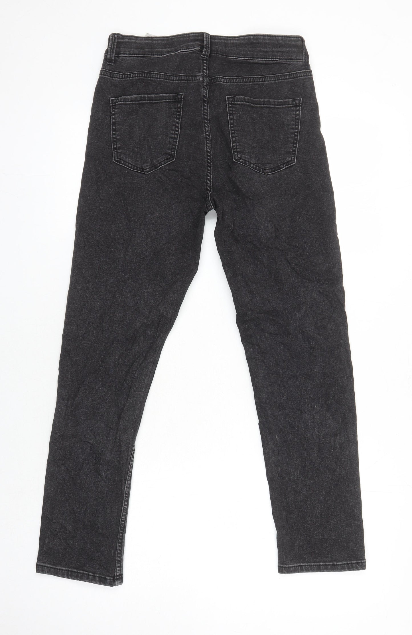 M&S Womens Black Cotton Straight Jeans Size 10 L27 in Regular