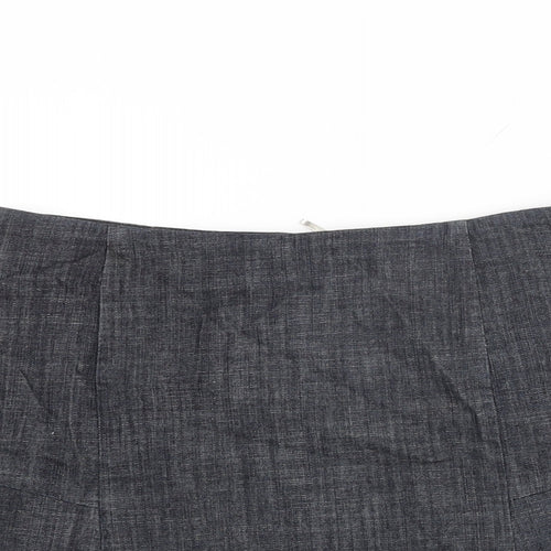 Marks and Spencer Womens Blue Cotton Mini Skirt Size 8 Zip