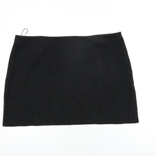 Marks and Spencer Womens Black Polyester Mini Skirt Size 22 Zip