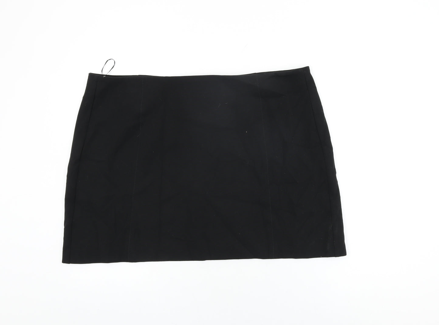 Marks and Spencer Womens Black Polyester Mini Skirt Size 22 Zip