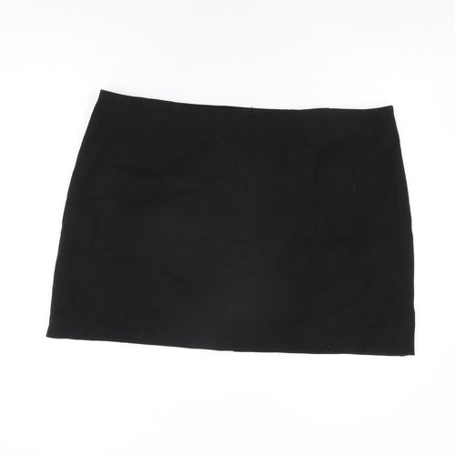 Marks and Spencer Womens Black Polyester Mini Skirt Size 22 Zip