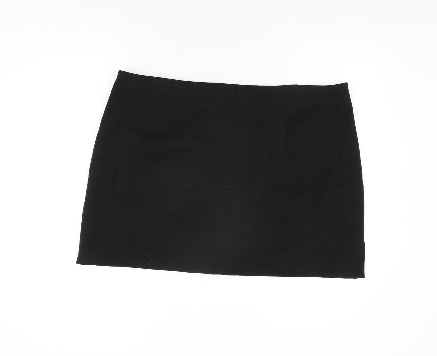 Marks and Spencer Womens Black Polyester Mini Skirt Size 22 Zip