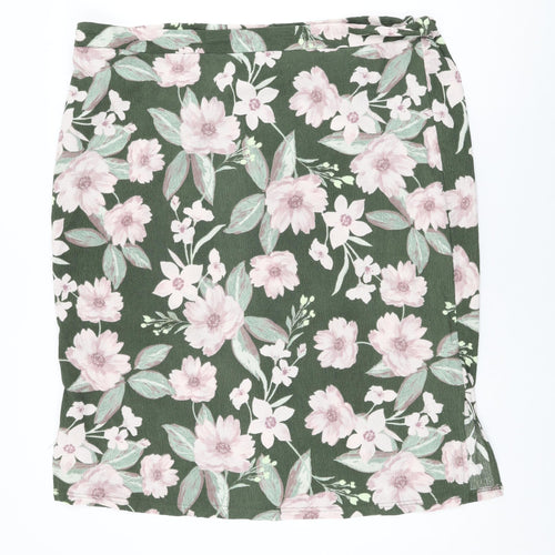 Bonmarché Womens Green Floral Polyester Flare Skirt Size 22