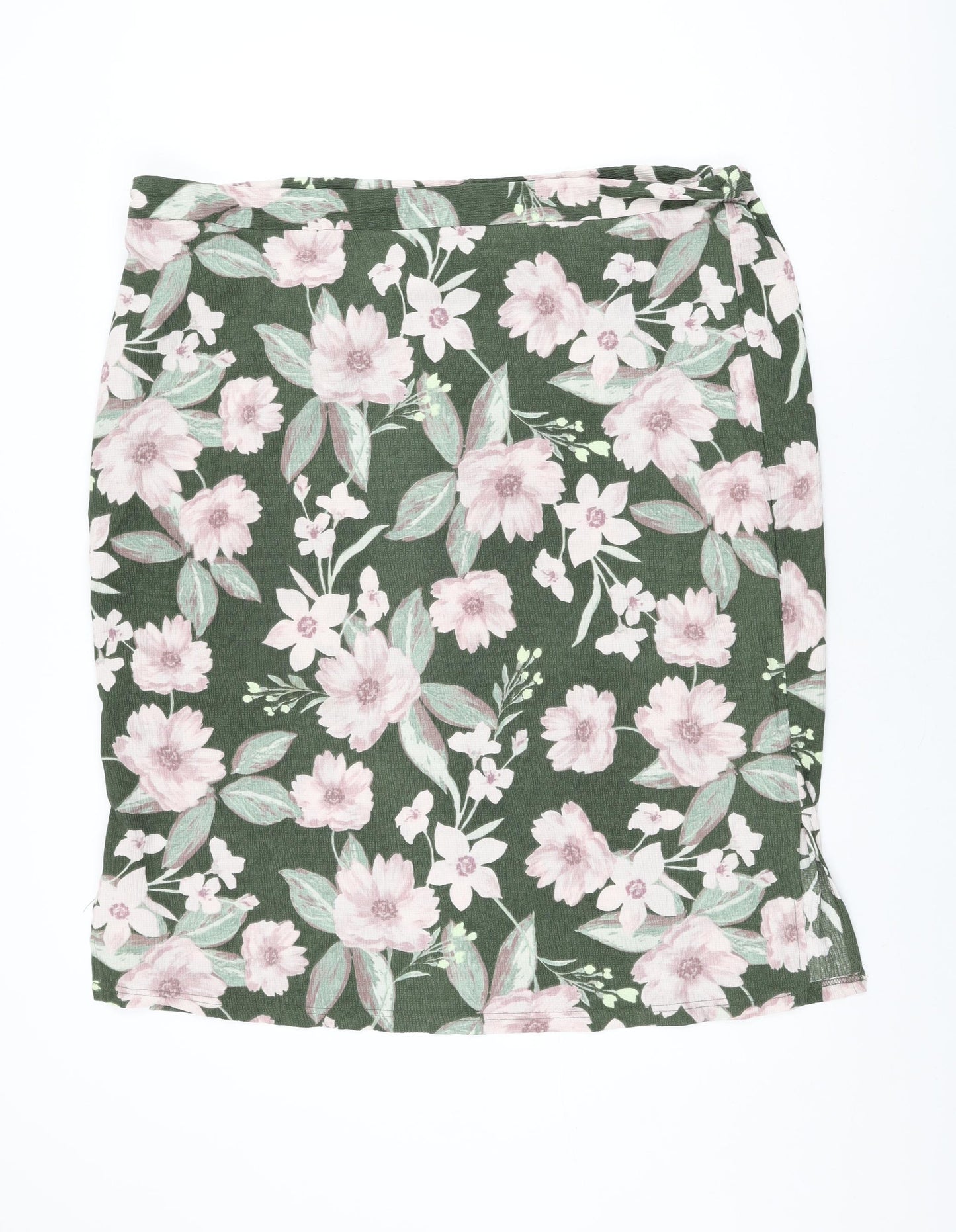 Bonmarché Womens Green Floral Polyester Flare Skirt Size 22