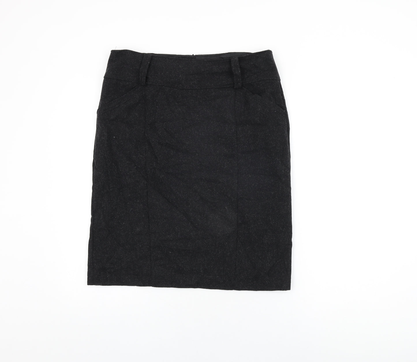 Dorothy Perkins Womens Black Wool Straight & Pencil Skirt Size 14 Zip