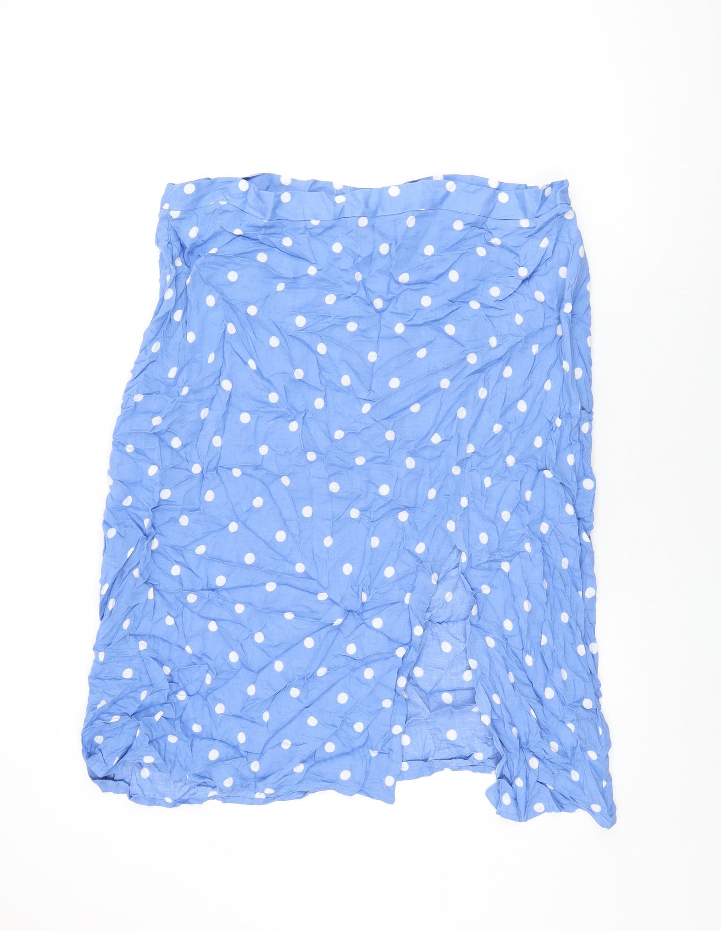 Marks and Spencer Womens Blue Polka Dot Viscose Flare Skirt Size 22 Zip