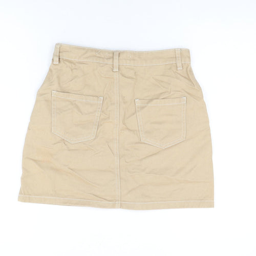 Denim Co Womens Beige Cotton Mini Skirt Size 8 Zip