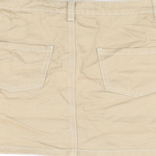 Denim Co Womens Beige Cotton Mini Skirt Size 8 Zip