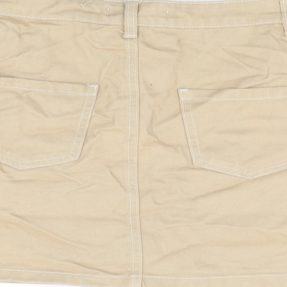 Denim Co Womens Beige Cotton Mini Skirt Size 8 Zip