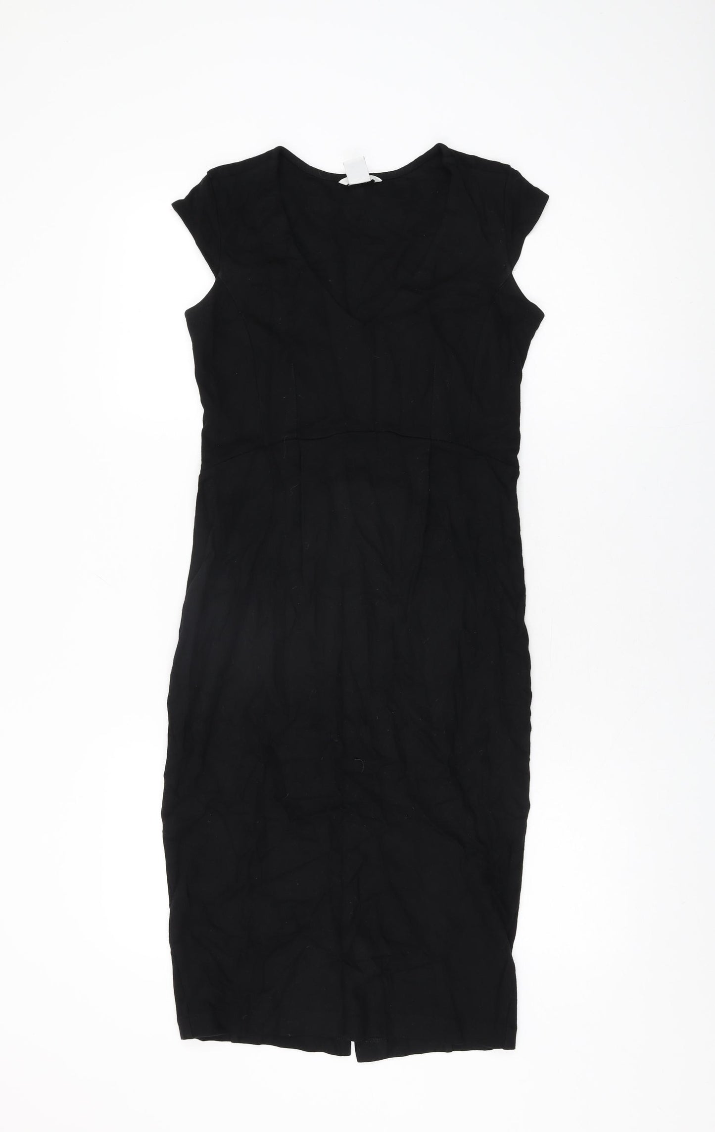 mamas & papas Womens Black Viscose Bodycon Size 8 V-Neck Pullover