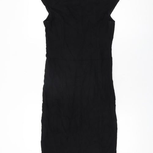 mamas & papas Womens Black Viscose Bodycon Size 8 V-Neck Pullover