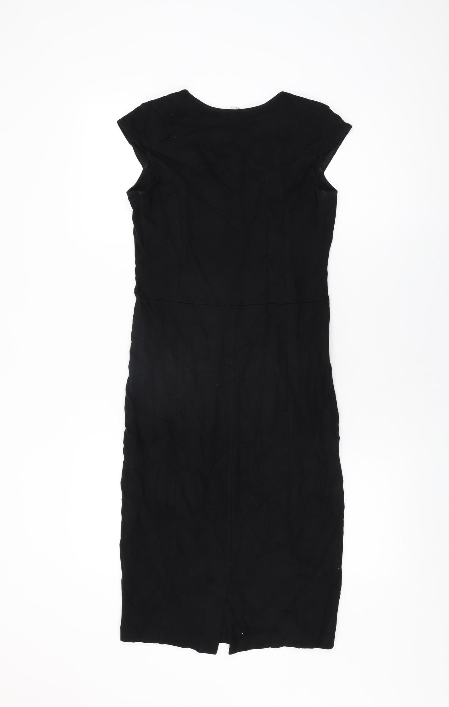 mamas & papas Womens Black Viscose Bodycon Size 8 V-Neck Pullover