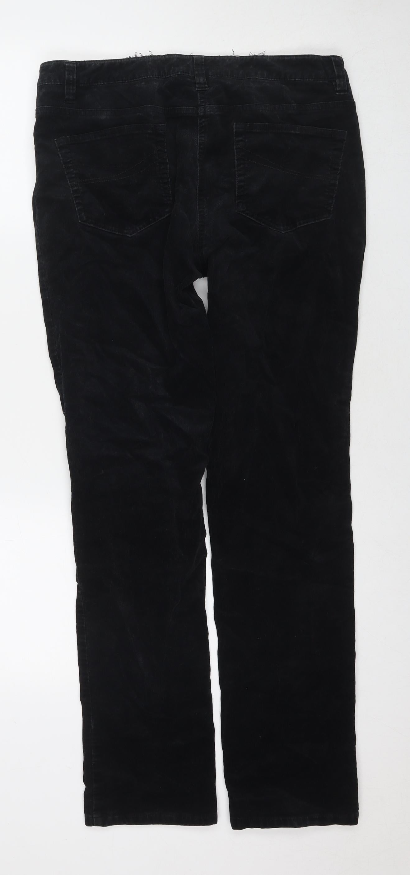 Dickins & Jones Womens Black Cotton Trousers Size 12 L30 in Regular Zip