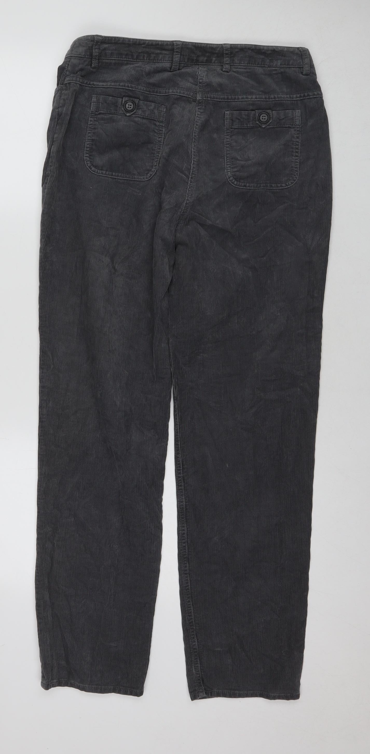 Jaeger Womens Grey Cotton Trousers Size 12 L30 in Regular Zip