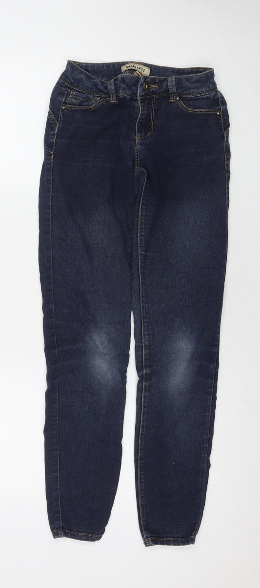 Blue Spice Womens Blue Cotton Skinny Jeans Size 26 in L30 in Regular Zip