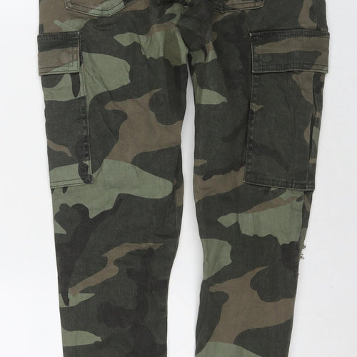 Plauise Womens Green Camouflage Cotton Skinny Jeans Size 10 L28 in Regular Zip