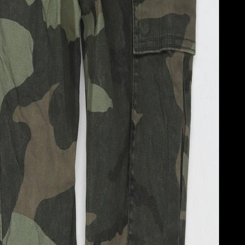 Plauise Womens Green Camouflage Cotton Skinny Jeans Size 10 L28 in Regular Zip