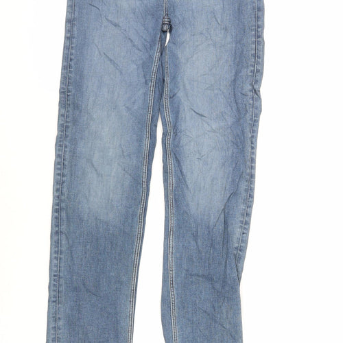 Marks and Spencer Womens Blue Cotton Straight Jeans Size 10 L34 in Regular Zip - Long Lenght