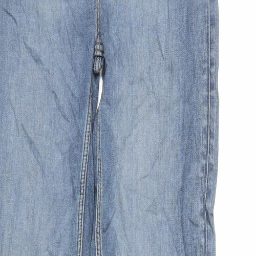 Marks and Spencer Womens Blue Cotton Straight Jeans Size 10 L34 in Regular Zip - Long Lenght