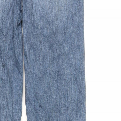 Marks and Spencer Womens Blue Cotton Straight Jeans Size 10 L34 in Regular Zip - Long Lenght