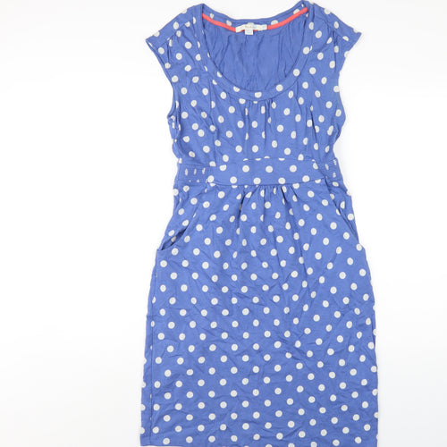 Boden Womens Blue Polka Dot Modal A-Line Size 10 Scoop Neck Pullover