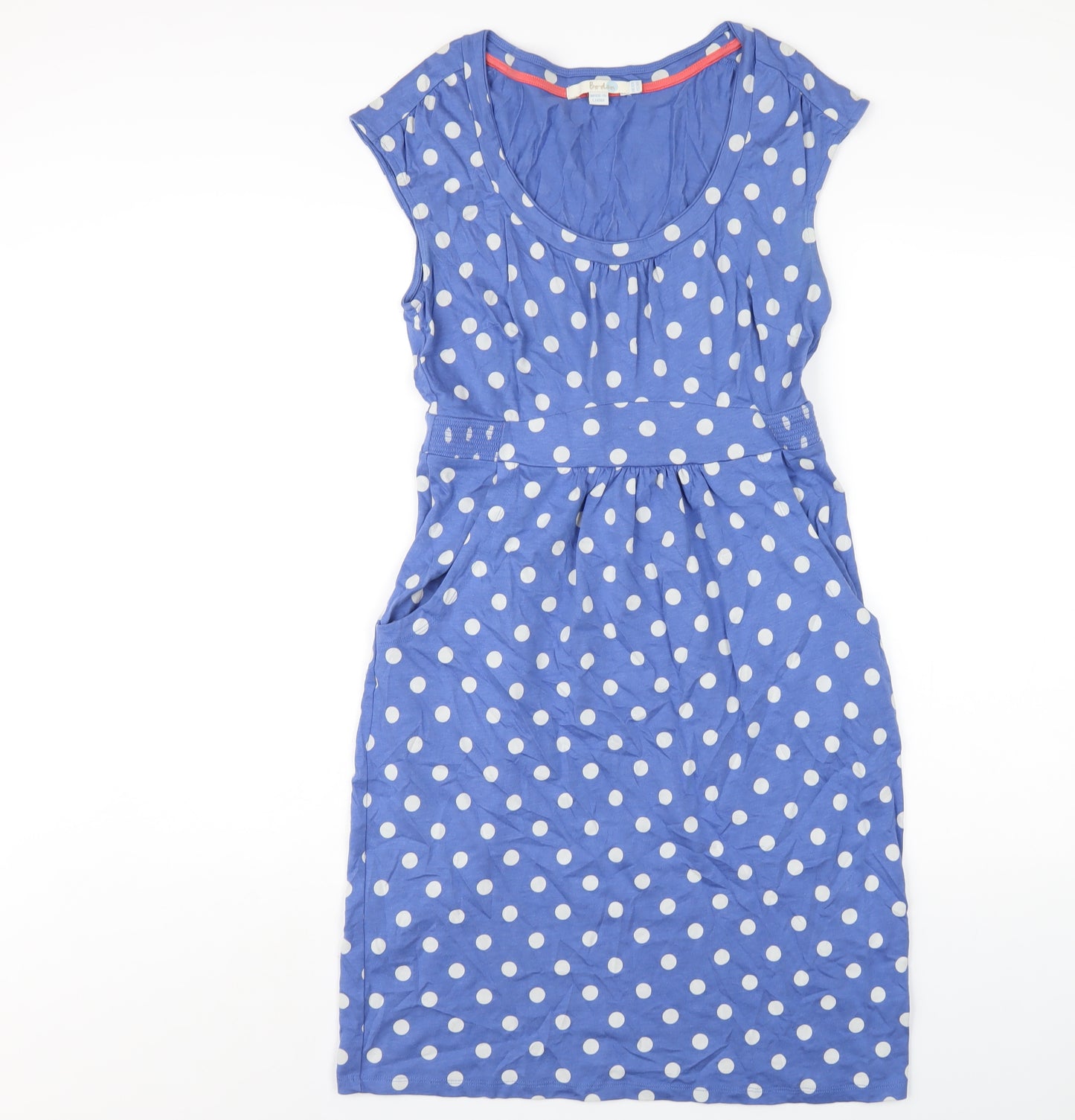 Boden Womens Blue Polka Dot Modal A-Line Size 10 Scoop Neck Pullover