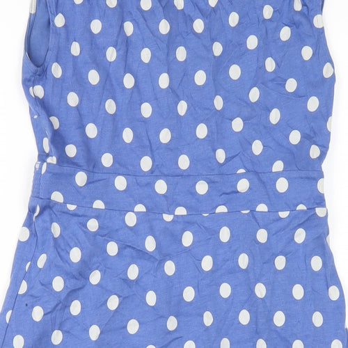 Boden Womens Blue Polka Dot Modal A-Line Size 10 Scoop Neck Pullover