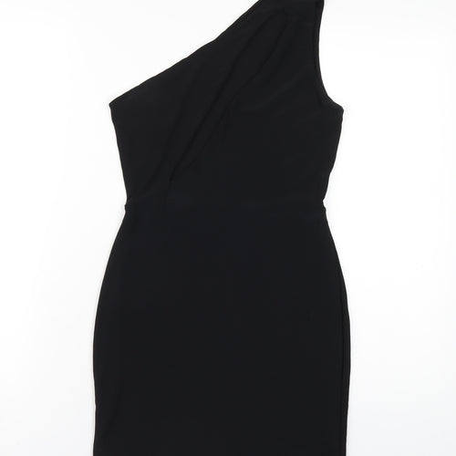 Club L Womens Black Polyester Bodycon Size 8 One Shoulder Pullover